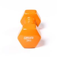 Гантель в виниловой оболочке, шестигранник PROFI-FIT 2 кг, оранжевая