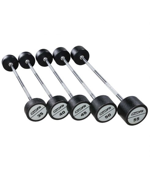 Набор прямых полиуретановых штанг (шаг 5 кг, 5 шт) PROFI-FIT 35-55 кг