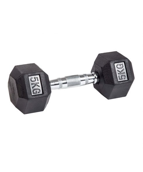 Гантель гексагональная обрезиненная PROFI-FIT  5 кг